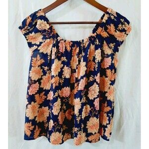 Old Navy NWT Peasant Blouse Tie Back Cap Sleeves Floral Womens Medium